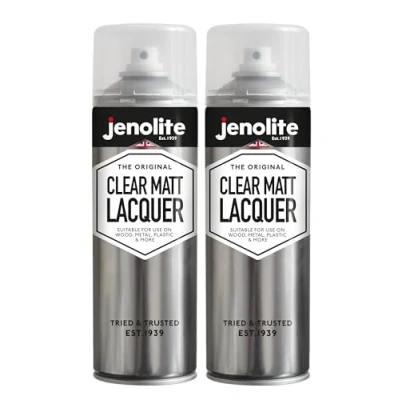 Imagen de JENOLITE Spray de Laca Transparente MATE 2x500ml Acabado Claro Barniz Protege la superficie y pintura corrosión el daño UV Sellador que no amarillea