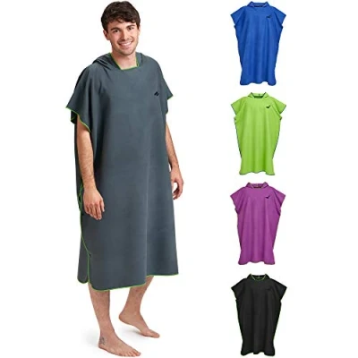 Imagen de Fit Flip Toalla Poncho Adulto Ligera, compacta y de Secado rápido Playa, para cambiarse, con Capucha Surf Color: Gris Oscuro Verde Tamaño: M