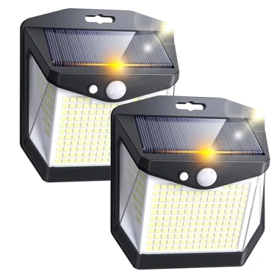 Imagen de Solar Exterior Jardin LED Luz: 248 Solares Movimiento Sensor Luces 3 Modos Focos Exteriores IP65 Impermeable Lampara Foco Jardín 270 Iluminacion para Garaje Patio 2 Paquete