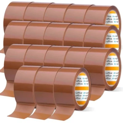Imagen de m office Cinta Adhesiva, Adhesiva Marrón de Embalar, Rollo para Embalaje Cajas, Envíos, Mudanzas y Manualidades, Precinto Seguro Resistente, (18 unds, 36mmx66m)