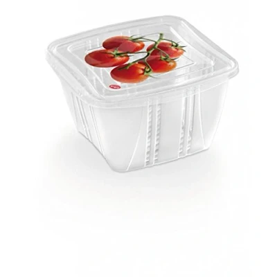 Imagen de Snips, Set 3 Envases para Alimentos Cuadrados de 1 litro, Contenedores plástico Transparente con Tapa Decorada, Medidas 15 x 8,5 cm, Made in Italy, 0% BPA y Phthalate Free, Trasparente, L