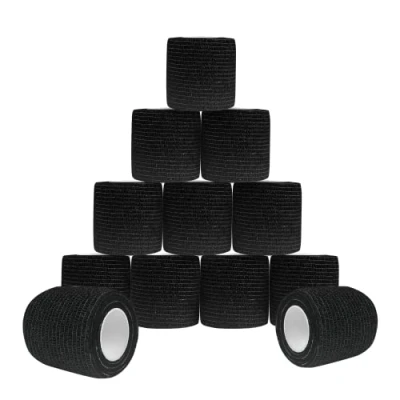 Imagen de Venda Cohesiva 5 cm x 4.5 m Elástica Autoadhesiva Vendaje Deportivo Tape Crossfit 12 Rollos Negro
