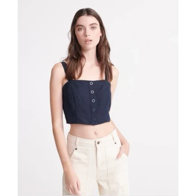 Imagen de Superdry Eden Linen Top Camiseta, Navy, M (Talla del Fabricante:12) para Mujer
