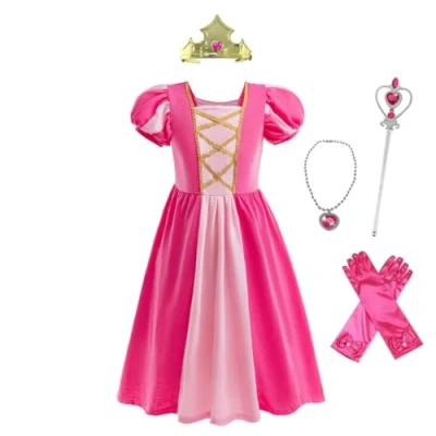 Imagen de Lito Angels Disfraz Vestido Princesa Aurora Bella Durmiente Ropa con Accesorios para Niñas Pequeñas Talla 3 4 años, Rosa caliente (Número de etiqueta 100)
