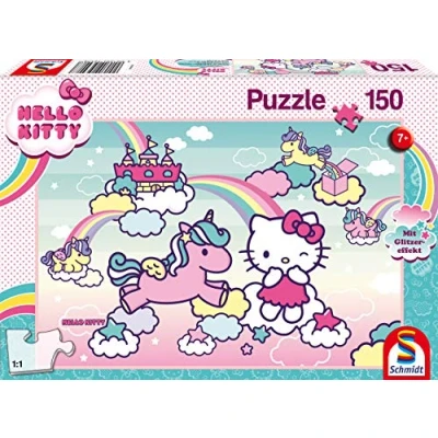 Imagen de Schmidt Spiele Hello Puzle con Purpurina, diseño de Unicornio Kitty, 150 Piezas, Multicolor (56408)
