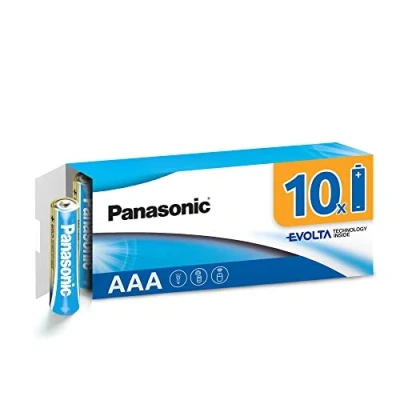 Imagen de Panasonic EVOLTA TECHNOLOGY INSIDE, AAA Mignon LR03, paquete de 10 en un embalaje sin plástico, 1.5 V, pila con energía larga duración, alcalina