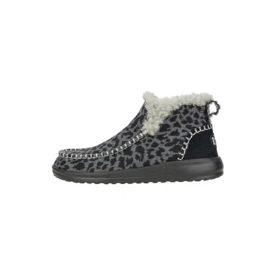 Imagen de HEYDUDE Denny Leopard Botines para Mujer, Black Leopard, 39