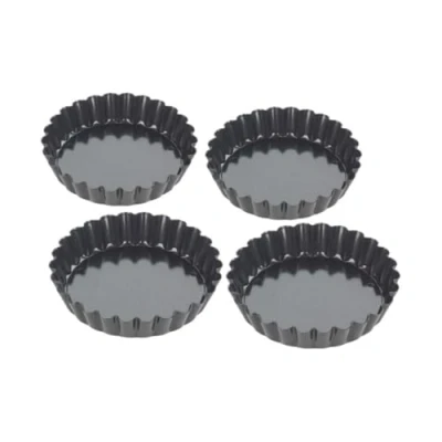 Imagen de Tala Cooking Latas de 10 cm Moldes para Tartaletas, Acero, Negro, 3x10x10