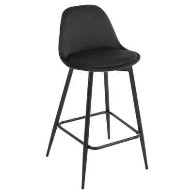Imagen de Klihome Taburete Cocina, Bar, Alto, Cocina con Respaldo y Reposapiés, Taburetes Asiento en Terciopelo Estructura Metálica, Negro, K0004BH 1