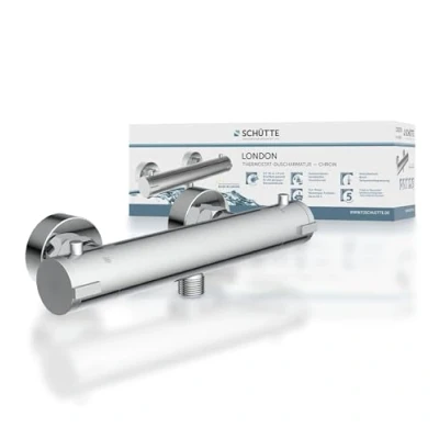 Imagen de SCHÜTTE 52465 LONDON mezclador termostático para ducha, termostato ducha grifo con protección antiquemaduras a 38℃, en cromo