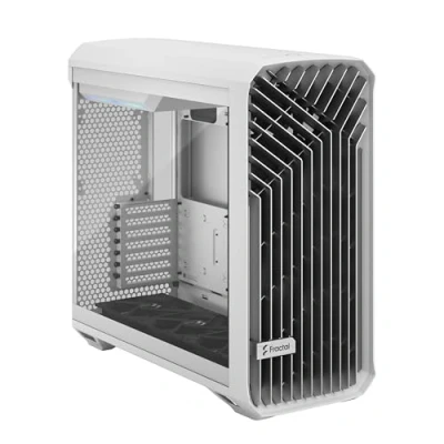 Imagen de Fractal Design Torrent RGB White Clear Tint Tempered Glass Panels Open Grille for Maximum Air Intake Two 180mm PWM and Three 140mm Fans Included ATX Airflow Mid Tower PC Gaming Case