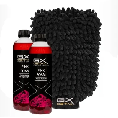 Imagen de GxDetail Pink Foam 1 Litro Espuma de Lavado Rosa para Coche Limpieza Profunda y Brillo Espectacular Densa pH Neutro Seguro Pintura Efecto Nieve.