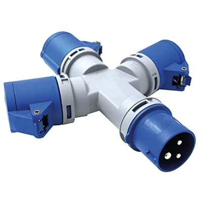 Imagen de Electraline 80800 Adaptador regleta Tapa, Enchufe Industrial de 3 Polos IEC, para Caravana, Camping, Barco, Obras, Color Gris