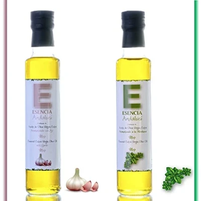 Imagen de Aceite de oliva Virgen Extra Aromatizado, aromatizado,Aceite Picante, Aromatizado Trufa, jamón, Limón, Naranja, Albahaca, Botellas 250 ml (Ajo Albahaca)