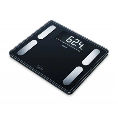 Imagen de Beurer BF 410 black Báscula diagnóstica Signature Line, análisis corporal preciso para hasta 10 personas, con pantalla LCD inversa extra grande, capacidad de carga 200 kg