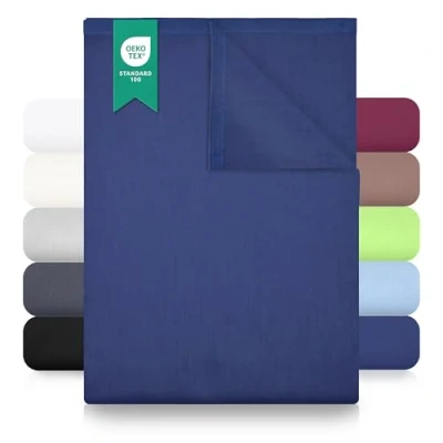 Imagen de GREEN MARK Textilien Classic Sábanas Toallas 100% algodón sin elástico en Muchos tamaños y Colores Tamaño: 180x275 cm, Azul Marino