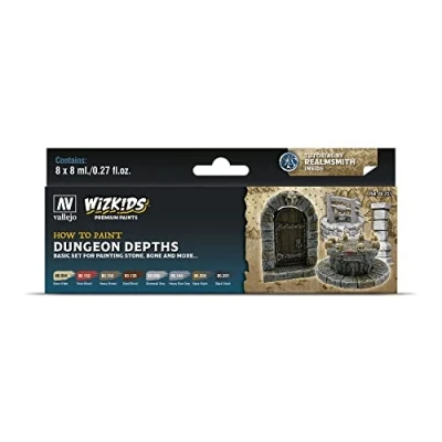 Imagen de Acrylicos Vallejo 214959 80251 Kit de pintura para maquetas WizKids Dungeon Depths, 8 x ml