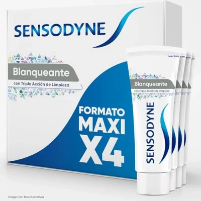 Imagen de Sensodyne Blanqueante Pasta de Dientes Blanqueante, Alivio Para Sensibles, Protección Duradera Frente a la Sensibilidad Dental, Pack 4x75 ml
