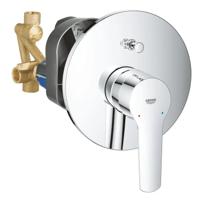 Imagen de GROHE QuickFix Start, Grifo de ducha o bañera monomando (montaje en pared y salida inferior, inversor automático, menor consumo agua, instalación con QuickSpanner incluída), cromo, 24206002