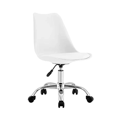 Imagen de ORION91 Silla de Escritorio Ergonómica con Ruedas Modelo Eyre Nórdica Acolchada Giratoria Moderna Altura Ajustable Oficina Estudio Dormitorio 97x47x58cm