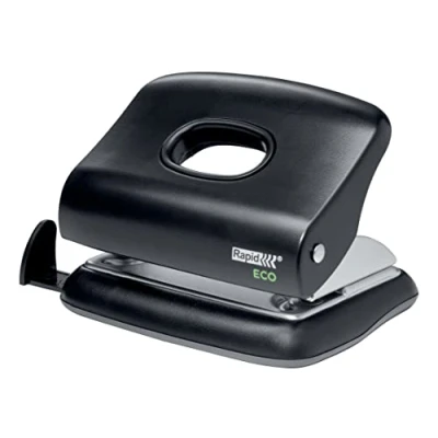 Imagen de Rapid ECO Office Taladro Profesional para Oficina de 2 Orificios Fabricado con Plástico Reciclado, Oficina, Casa y Escuela, Gama Productos Sostenibles, Negro, 24845300