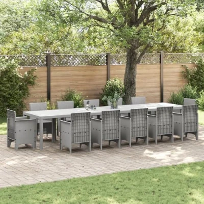 Imagen de vidaXL Mesa de Jardín Gris Claro 400x100x73 cm Ratán, 250x100x73 150x100x73 Ratán