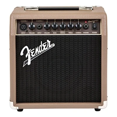 Imagen de Fender Acoustasonic 15 Amplificador de Guitarra Combinado, W, Apto para acústica, marrón, Incluye Doble Entrada (micrófono + Guitarra), Cantante y Compositor