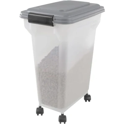 Imagen de Iris Ohyama Contenedor Pienso con ruedas, 20L/7.5kg, Gris, comida perro, gatos, Hermética, para Mascotas, Transparente, Pet Food Container, Dog Storage, Libre de BPA, ATS M