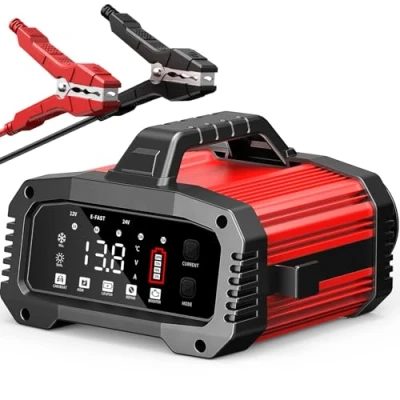 Imagen de 25A Cargador de Batería, para Baterias Coche Plomo Acido Lifepo4 Todo en Uno 12/24V, Carga Inteligente Nivel 8 Totalmente Automática,para Automóviles,Moto, Camión, AGM, Gel, SLA