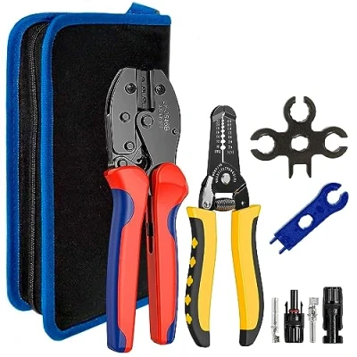 Imagen de Ralertreik Kit de Crimpadora para Panel Solar MC4 y Alicates Pelacables Cables PV 2.5 4.0 6.0 mm² Juego Herramientas Engarzado Terminales Conectores Sistema Fotovoltaico