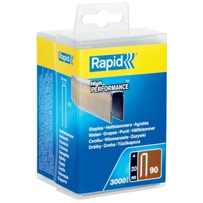 Imagen de Rapid Caja de Grapas Corona Estrecha para Madera y Exteriores N.º90 Acero Galvanizado, 20 mm 3.000