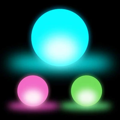 Imagen de Relaxdays Set de tres lámparas LED, Bola decorativa, Cambio color, Sin cable, 7,5 cm, Blanco