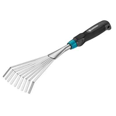 Imagen de Gardena 8956 20 Rastrillo Plano Comfort Acero, Revestimiento duroplast Protección Anti corrosión para Recoger Hojas, en césped y Zonas de difícil Acceso
