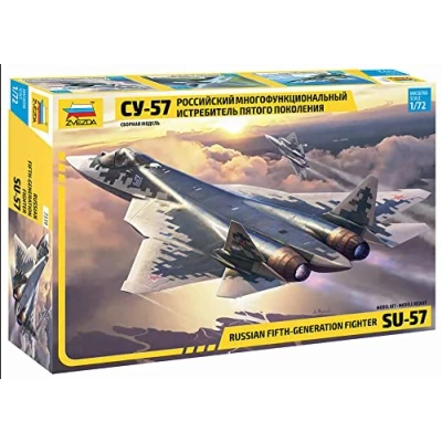 Imagen de Zvezda 500787319 1 Sukhoi SU 57 Kit de construcción plástico (1:72), diseño maqueta, para Principiantes, detallado, Color Plateado (7319)