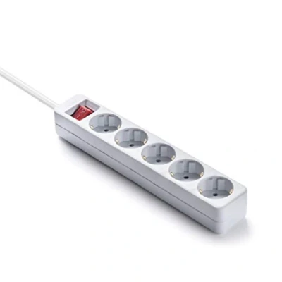 Imagen de FAMATEL Regleta ecosockets 5 tomas Enchufes con Interruptor de encendido 3 Metros Hasta 3680W Protección Infantil Orientación a 45o Evita consumos fantasma Blanco