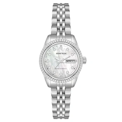 Imagen de Armitron 75/2475 Reloj de Pulsera para Mujer, con Detalles Cristales auténticos, función día y Fecha, Plateado