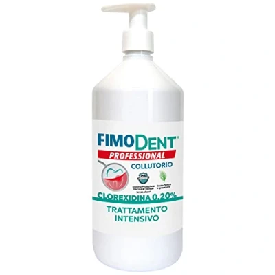 Imagen de Fimodent enjuague bucal Clorhexidina 0,20% con SPDD (Sistema de protección discromia dental) y agradable sabor a menta Tratamiento antiplaca antibacteriano prolongado 1000mL dosificador