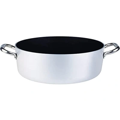 Imagen de Ollas Agnelli Platinum Cacerola Alta de Aluminio, con 2 Asas en Acero Inoxidable, Plata, 24 litros