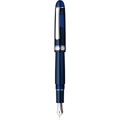 Imagen de PLATINUM Pluma estilográfica japonesa #3776 Century Rhodium Chartres Blue F/Azul/0,28 0,34 mm/Hecho a Mano/Pluma de Oro 14 quilates/con caja regalo/pluma