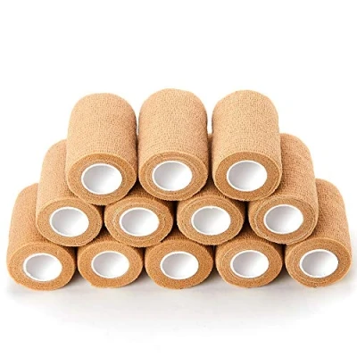 Imagen de SUPERBE Venda Cohesiva Vendas Autoadhesivas 7.5cm X 4.5m (12 Rollos), Cinta Autoadhesiva para Primeros Auxilios, Protección Deportiva, Esguinces e Inflamación (Beige)