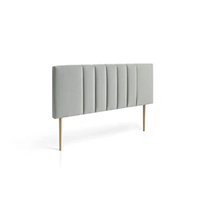 Imagen de MOMMA HOME Cabecero de Cama en Tela y Patas Madera Modelo Luna tapizado Suave Acolchado Acabado Tejido Incluye herrajes (Gris, 150 x 60 cm)