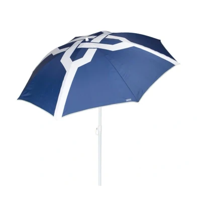 Imagen de AKTIVE Sombrilla de playa 200 cm, 8 varillas, Estampado azul y blanco, Protección UV50, Mástil acero inclinable regulable en altura, Ligera desmontable, Funda con asa hombro incluida (62424)