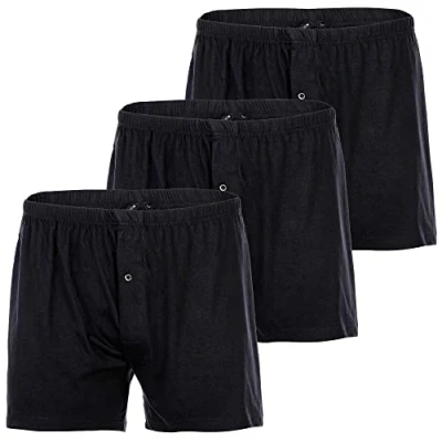 Imagen de YOURBASICS Calzoncillos tipo bóxer de punto para hombre, algodón suave &#039;weiter American Style&#039; en paquete 3 unidades, con cremallera, Negro , L