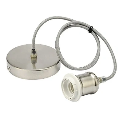 Imagen de Juego de portalámparas flexible trenzado para lámparas colgantes, metal, Satin Nickl, E27 60.0W
