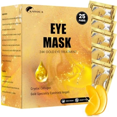 Imagen de máscara de ojos dorada, 25 pares, debajo los para hinchados, reduce las ojeras, bolsas y arrugas