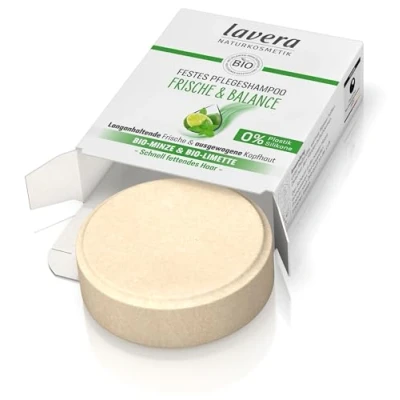 Imagen de lavera Champú de cuidado firme frescura y equilibrio, sin siliconas, volumen dinámico cabello reforzado, vegano, cosmética natural, 50 g