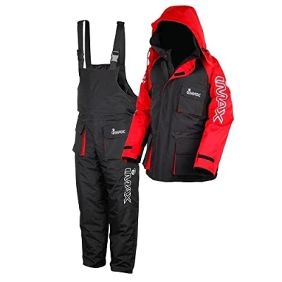 Imagen de imax Traje térmico para pesca en el mar (2 unidades), Multicolor (Negro/Rojo), X Small