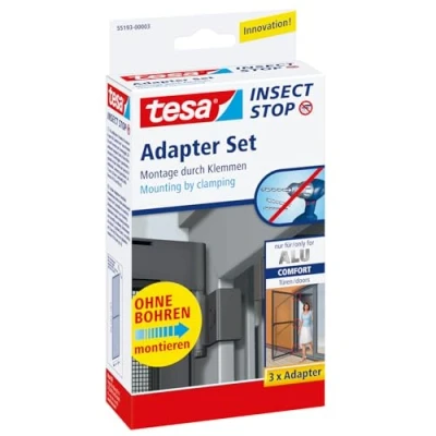 Imagen de tesa® Insect Stop ALU Comfort, Kit Adaptador para Mosquitera de Puertas y Ventanas, Adaptadores Marcos, Montaje sin Perforar ni Atornillar, 5.7 x 11 21 cm, Blanco