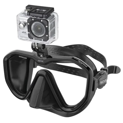 Imagen de SEAC Appeal Pro máscara de Buceo Lente única Made in Italy con Accesorio Universal para cámaras acción, Unisex Adulto, Negro