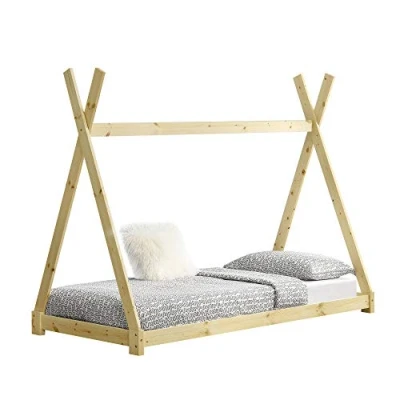 Imagen de [en.casa] Cama para niños pequeños Infantil 200 x 90cm Estructura Tipi de Madera Pino Color Natural